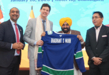 B.C. Premier David Eby with Punjab chief minister Bhagwant Mann at Chandigarh.