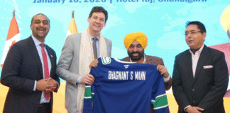 B.C. Premier David Eby with Punjab chief minister Bhagwant Mann at Chandigarh.