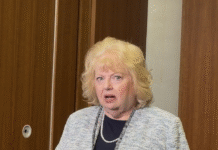 Surrey Mayor Brenda Locke during a press conference at Surrey.